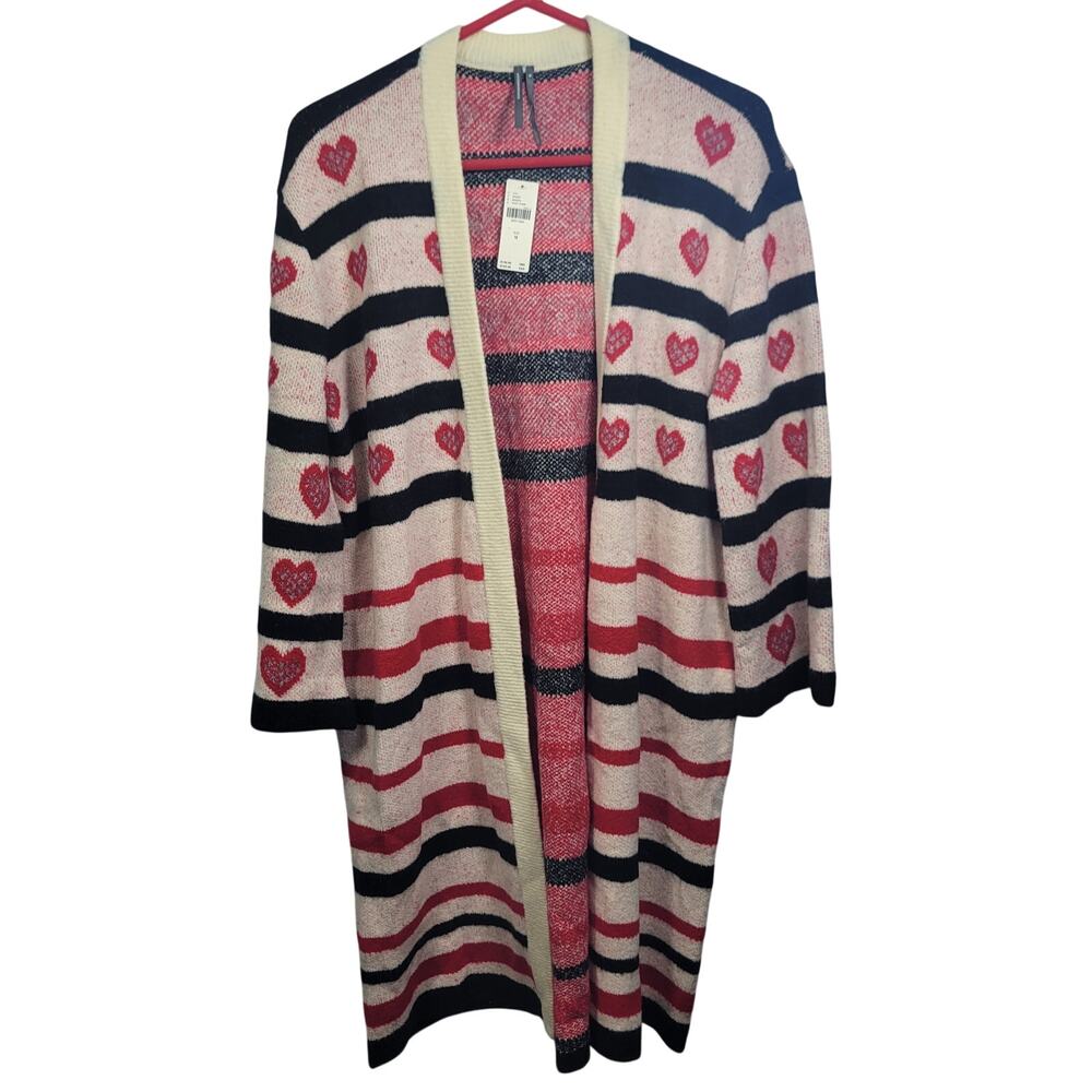 Anthropologie Oversized Cardigan Sweater Featuring a Heart Pattern Size M 41526 - Picture 8 of 8